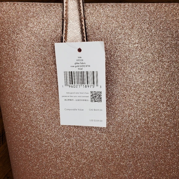 NWT kate spade Tinsel rose gold Glitter Shoulder Tote Bag Handbag Holiday - Picture 5 of 6